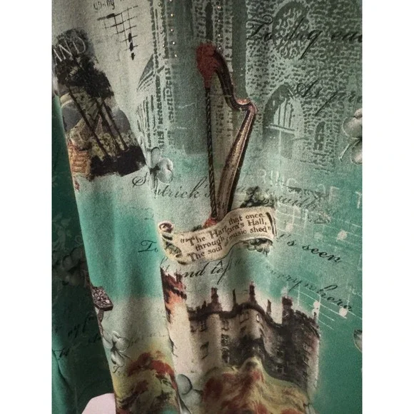 Christopher & Banks Women's Size L Irish Theme Cotton 3/4 Sleeve Cotton Shirt - Picture 8 of 15